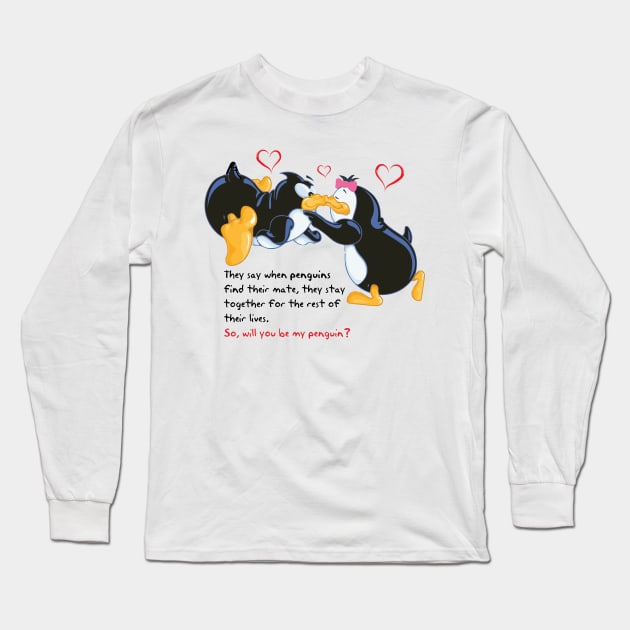 Penguin Love Long Sleeve T-Shirt by AmazingArtMandi